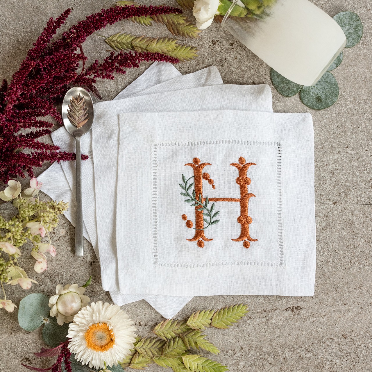 Custom Monogrammed Cocktail Napkins