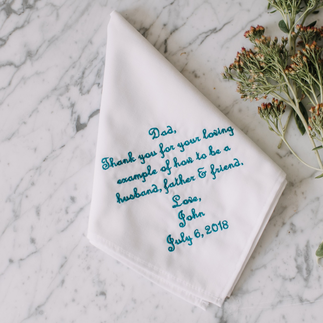 PERSONALISED hankie "Mother of the Bride"/"Father of the Groom"/Other sayings 