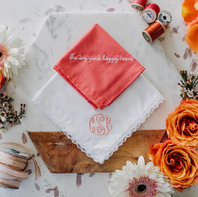Wedding Handkerchief Bride Hanky Bridesmaid Gifts Favour Bridal Accessories 