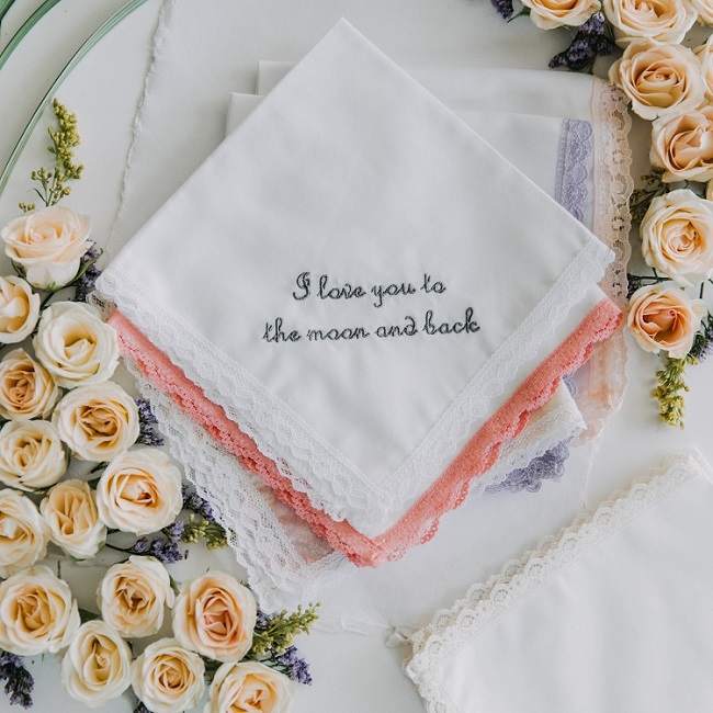 MOTHER OF THE GROOM GIFT PERSONALISED HANDKERCHIEF FATHER HANKIE WEDDING FAVOR 